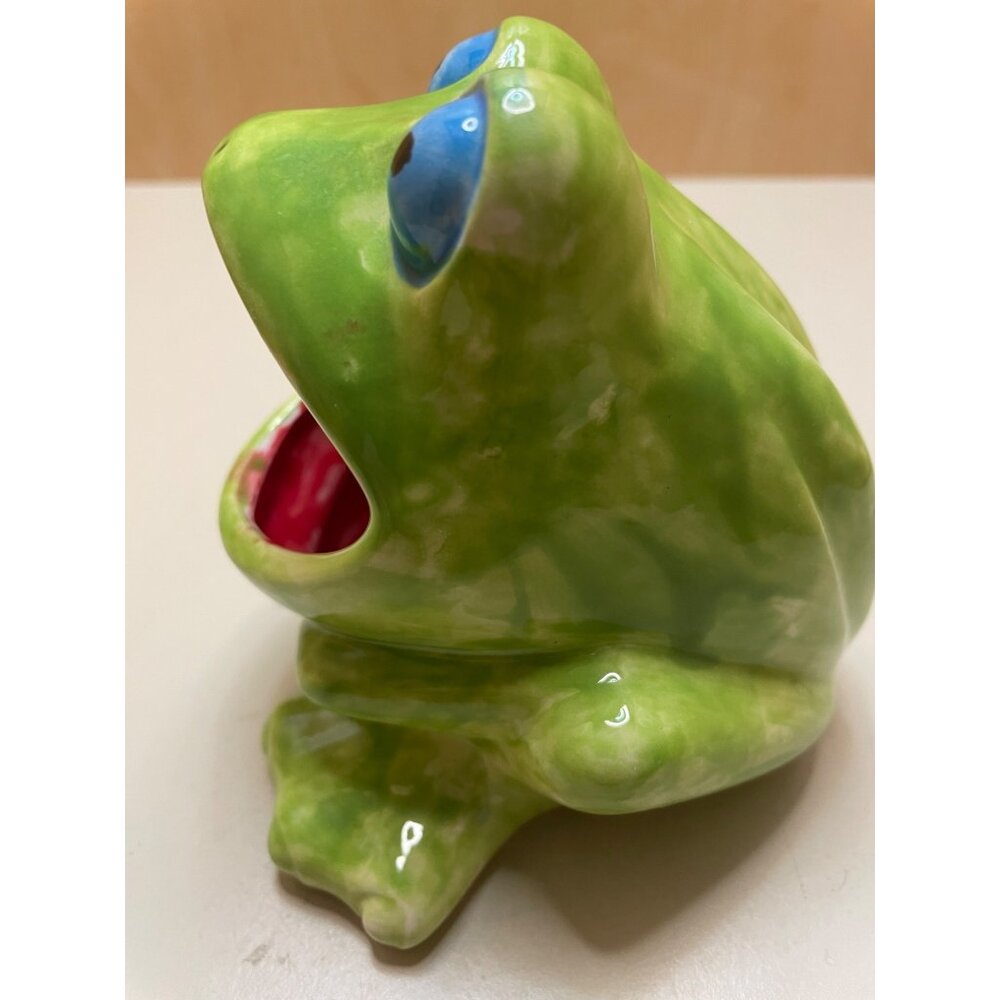 VTG Ceramic Frog Scrubbie Holder Sponge Caddy Soap Dish Figural Frog - Picture 2 of 10